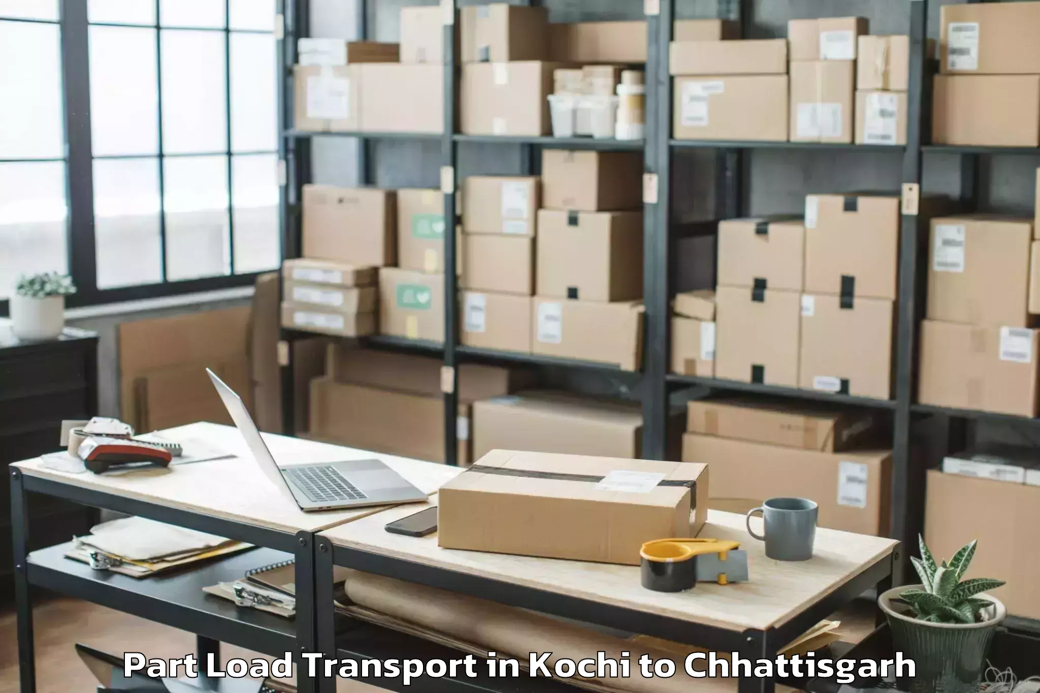 Book Kochi to Icfai University Raipur Durg Part Load Transport Online